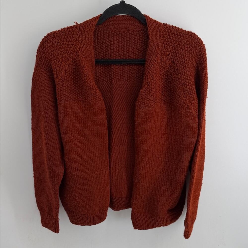 Handmade hand knit grandmacore open front sweater cardigan
